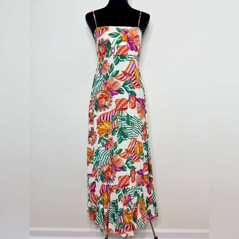 Anthropologie Paper Heart Sleeveless Multi Tropical Floral Backless Dress, XS/S